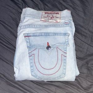 true religion light wash red stitching size 33